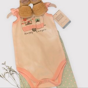 NWT Infant 3 Piece Gift Set Happy Camper 0-3 mo